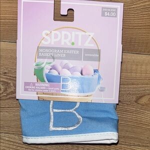 SPRITZ Easter Basket Liner B Monogram Light Blue/Green reversible